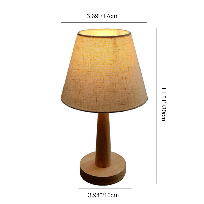Modern Minimalist Wood Cotton Linen Petal Paper PVC Cone 1-Light Table Lamp for Living Room