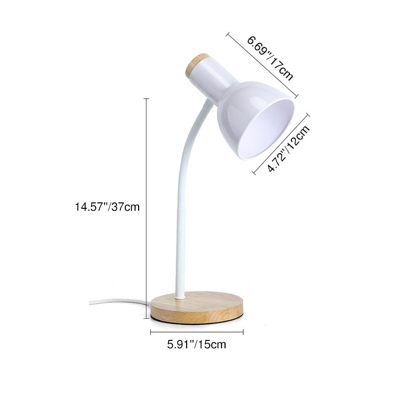 Modern Minimalist Iron Wooden Base Hose Foldable Adjustable Arm 1-Light Table Lamp For Bedroom