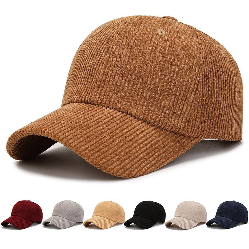Corduroy Baseball Cap Solid Color Unisex Winter Warm Adjustable Dad Hat