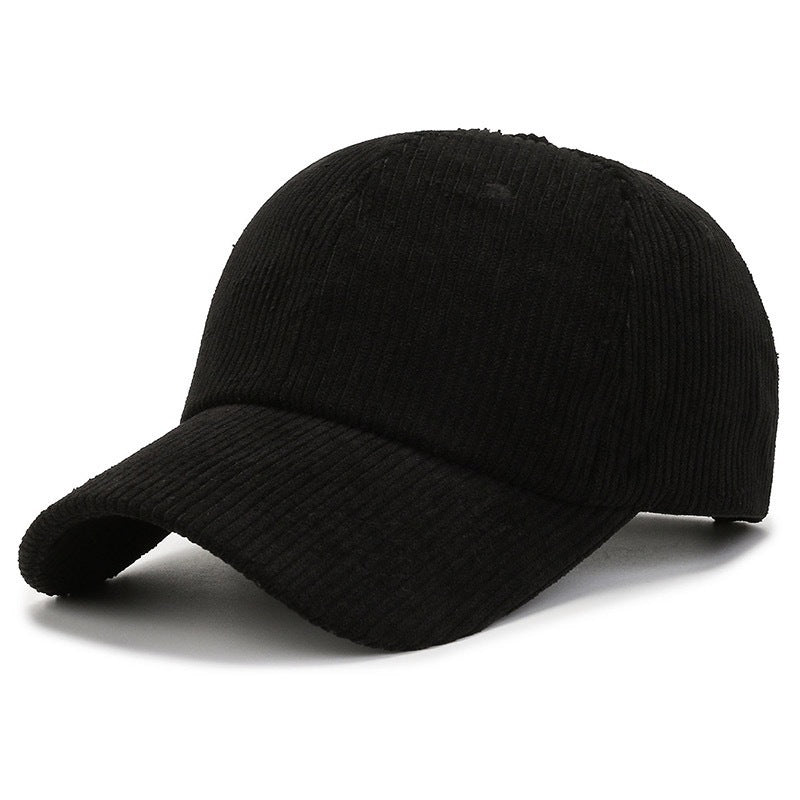 Corduroy Baseball Cap Solid Color Unisex Winter Warm Adjustable Dad Hat