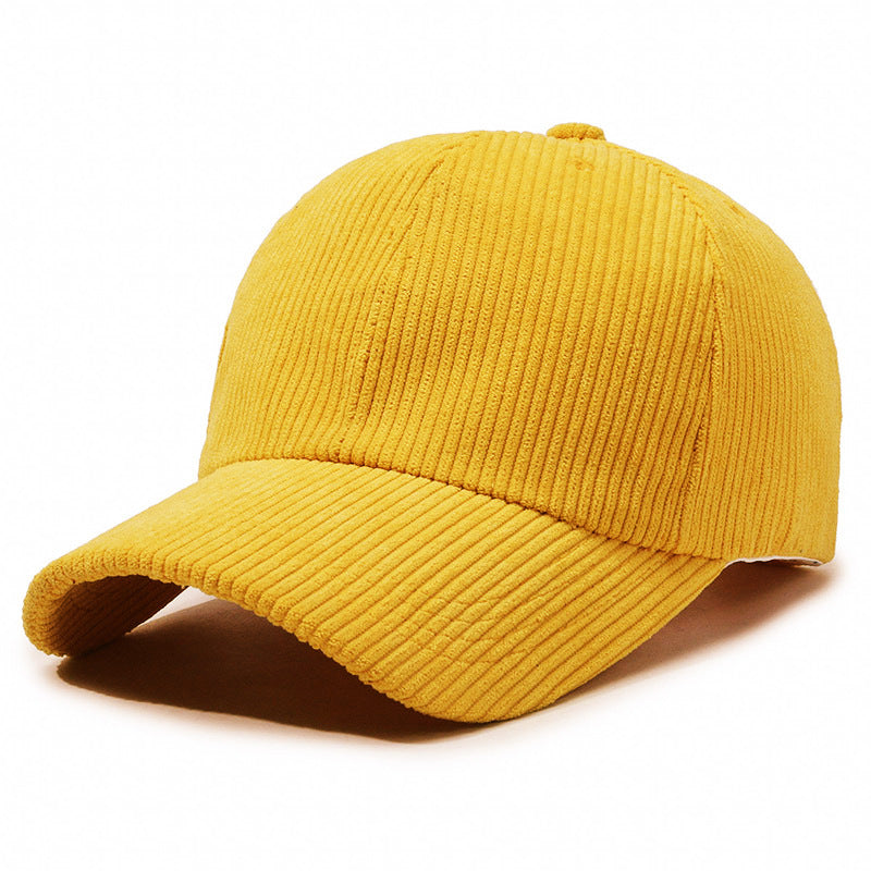 Corduroy Baseball Cap Solid Color Unisex Winter Warm Adjustable Dad Hat