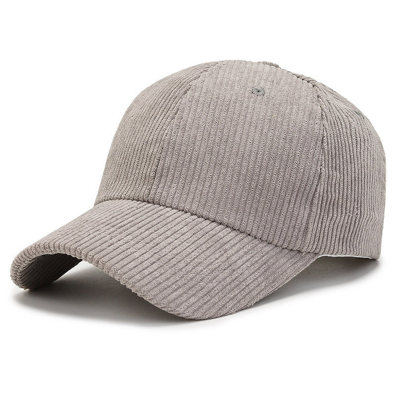 Corduroy Baseball Cap Solid Color Unisex Winter Warm Adjustable Dad Hat