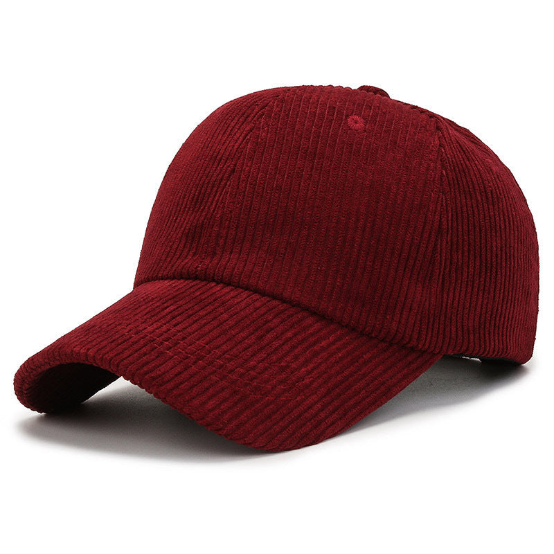 Corduroy Baseball Cap Solid Color Unisex Winter Warm Adjustable Dad Hat