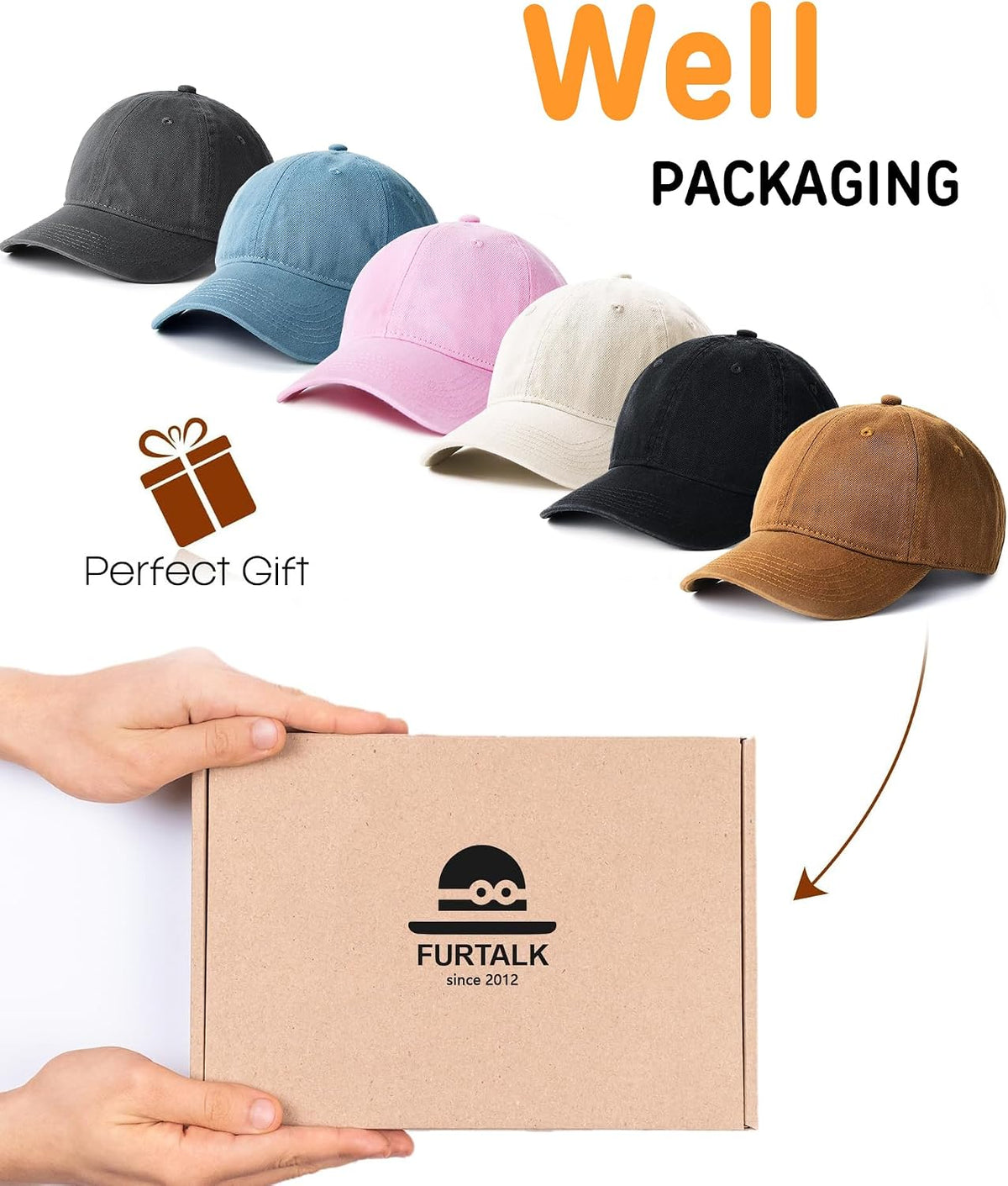 FURTALK Toddler Baseball Hat Kids Boys Girls Adjustable Washed Cotton Baseball Cap with Ponytail