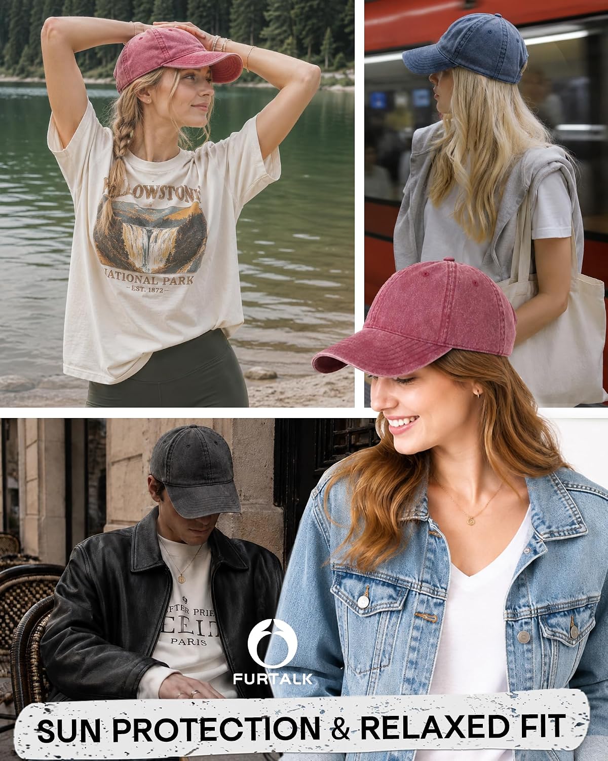 3 Packs Unisex Vintage Washed Cotton Distressed Baseball Cap
