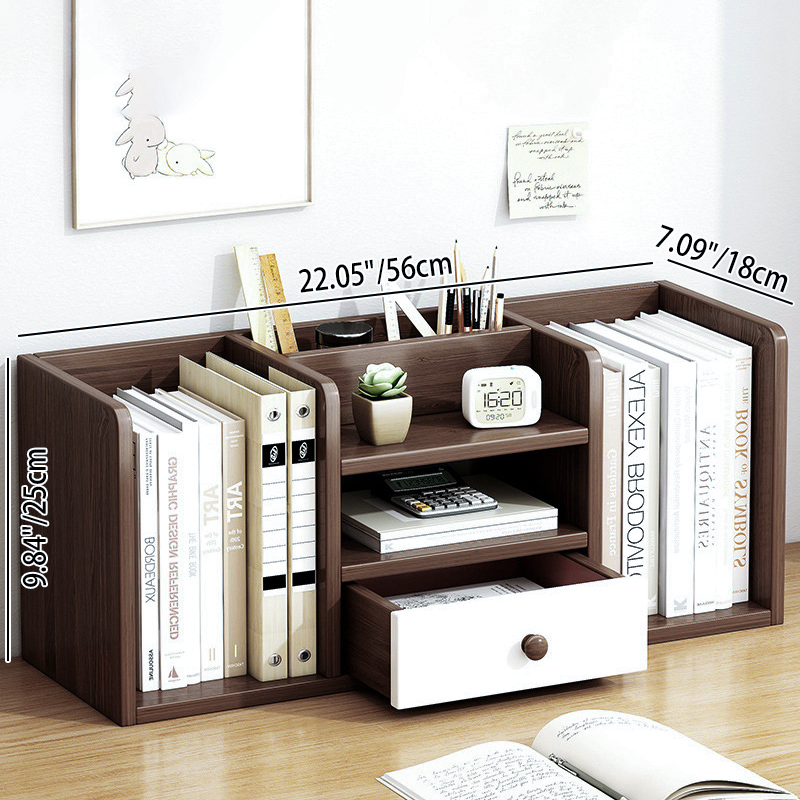 Modern Minimalist MDF Rectangular Desktop Storage Shelf With 1 Drawer For Living Room