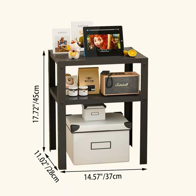 Modern Minimalist Steel Rectangular Side Table 2-Tier Storage For Living Room & Bedroom