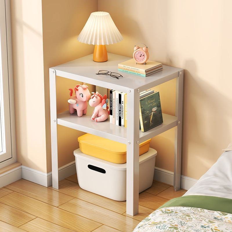 Modern Minimalist Steel Rectangular Side Table 2-Tier Storage For Living Room & Bedroom