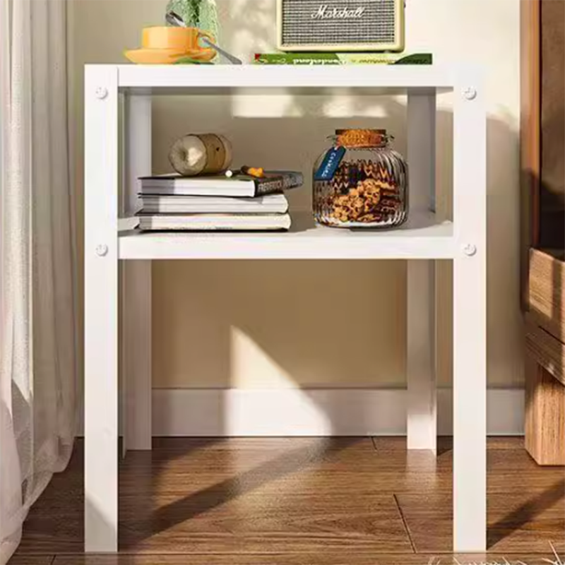 Modern Minimalist Steel Rectangular Side Table 2-Tier Storage For Living Room & Bedroom