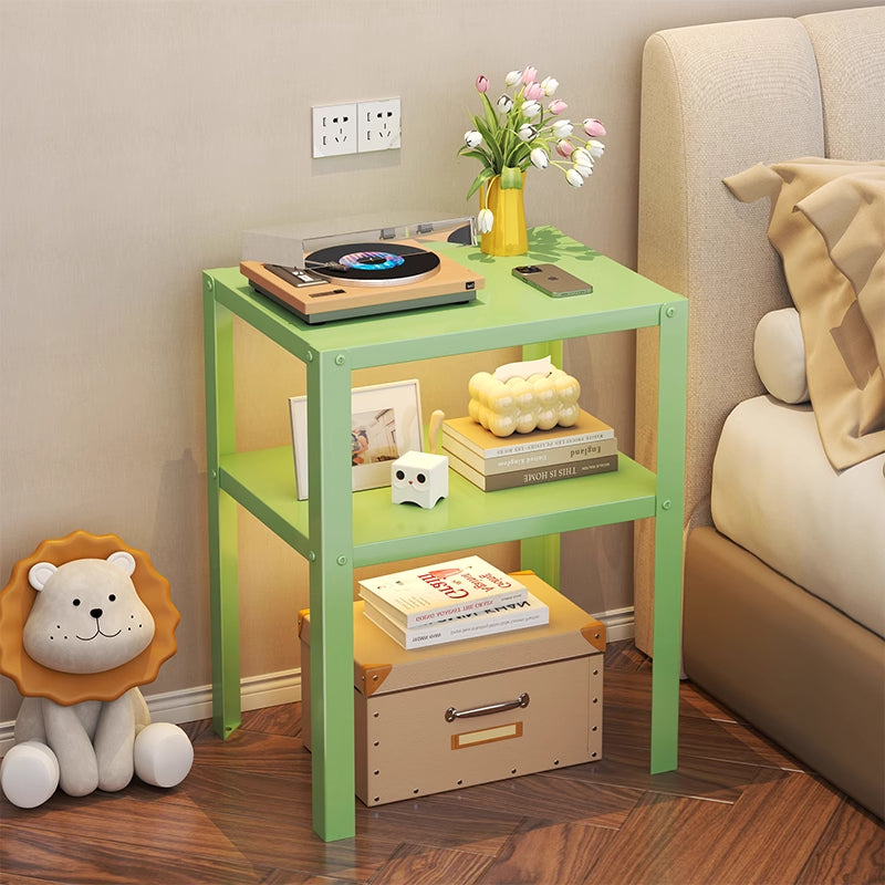 Modern Minimalist Steel Rectangular Side Table 2-Tier Storage For Living Room & Bedroom