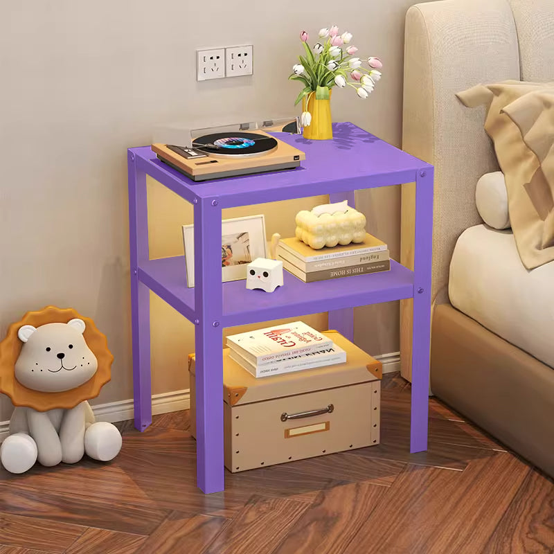 Modern Minimalist Steel Rectangular Side Table 2-Tier Storage For Living Room & Bedroom