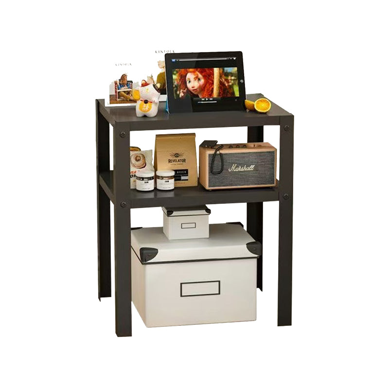 Modern Minimalist Steel Rectangular Side Table 2-Tier Storage For Living Room & Bedroom