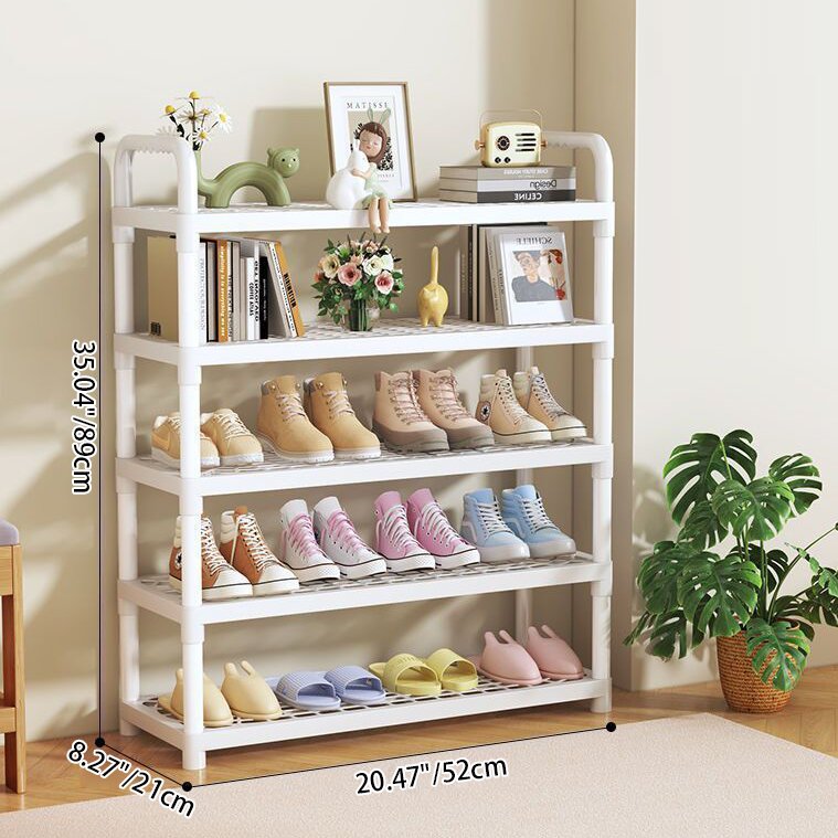 Modern Minimalist Plastic Rectangular Shoe Storage With 2/3/4/5-Tier Lightweight Storage Organizer For Entryway
