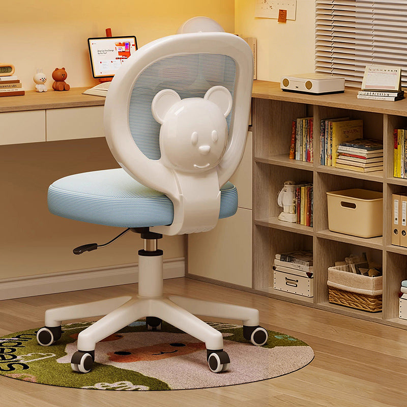 Contemporary Creative Curved Bear-Shaped Kids PP Wooden Mesh Fabric Lift-Adjustable Desk Chair Backrest Armrest For Home Office
