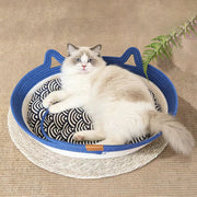 Contemporary Creative Cylindrical Cat Ear Design Cotton Linen Cat Bed With Toy Ball For Bedroom