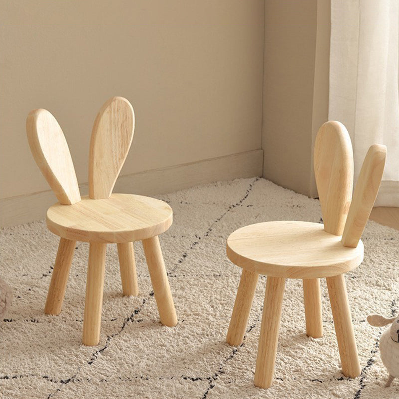 Contemporary Creative Round Rubberwood Backrest Kids Low Stool For Living Room