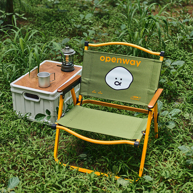 Modern Minimalist Square Oxford Fabric Carbon Steel Walnut Wood Backrest Armrest Foldable Camping Chair For Outdoor