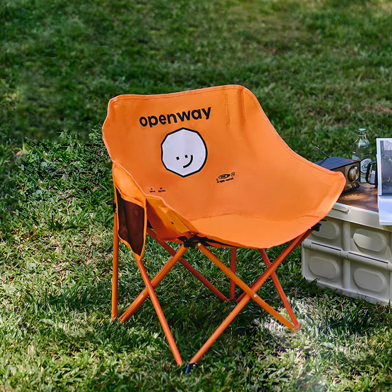 Modern Minimalist Square Oxford Fabric Carbon Steel Smiley Face Series Backrest Foldable Camping Chair For Outdoor