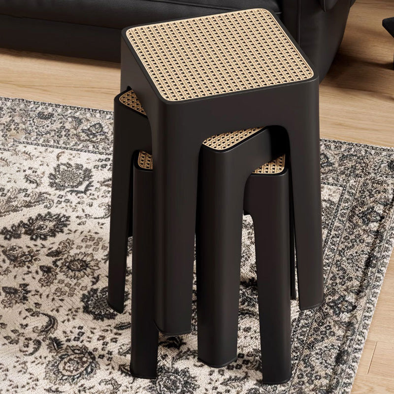 Modern Mid-Century Plastic Square Stackable Dining Chair With Comfortable Seat For Dining Room & Kitchen