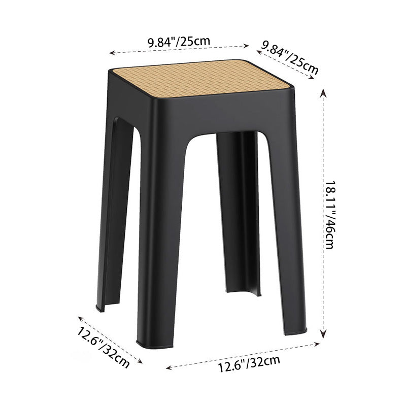 Modern Mid-Century Plastic Square Stackable Dining Chair With Comfortable Seat For Dining Room & Kitchen
