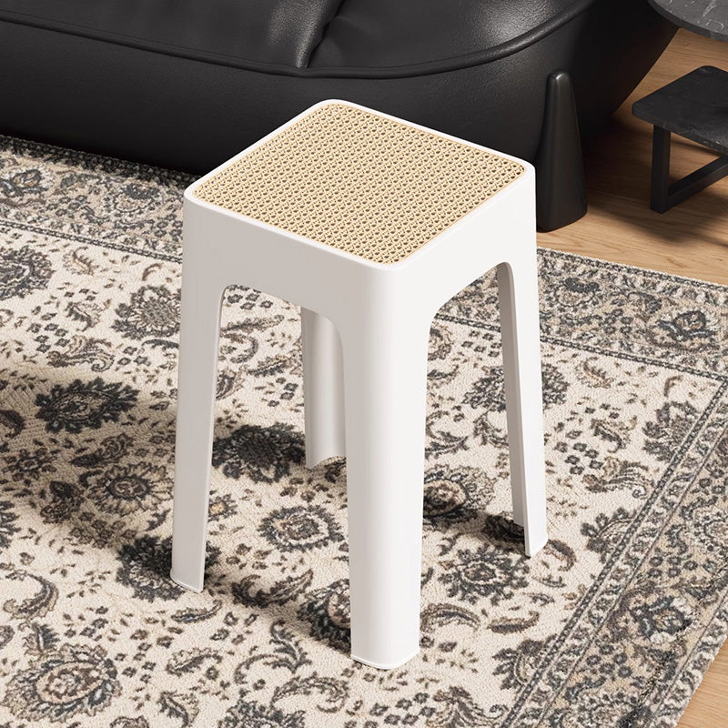 Modern Mid-Century Plastic Square Stackable Dining Chair With Comfortable Seat For Dining Room & Kitchen