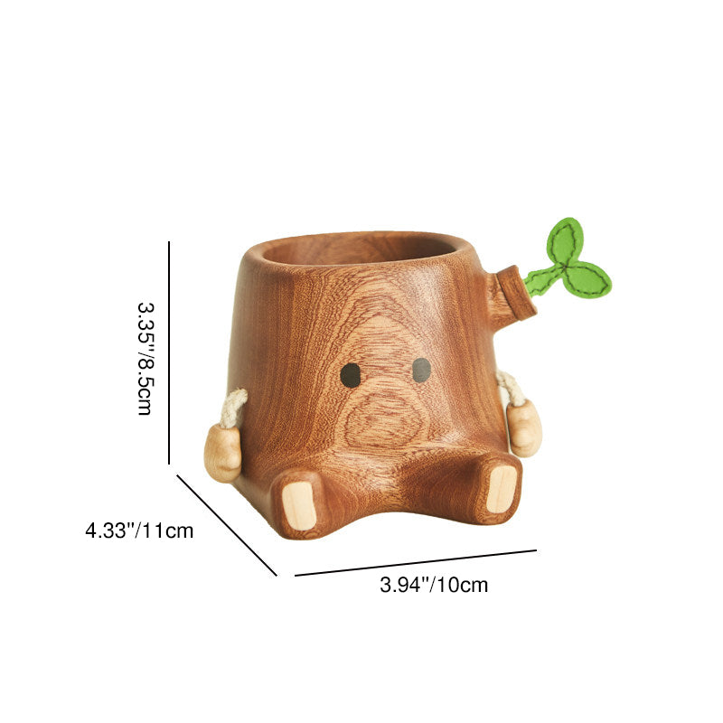 Contemporary Creative Ebony Wood Tree Stump-shaped Table Decor For Living Room & Bedroom