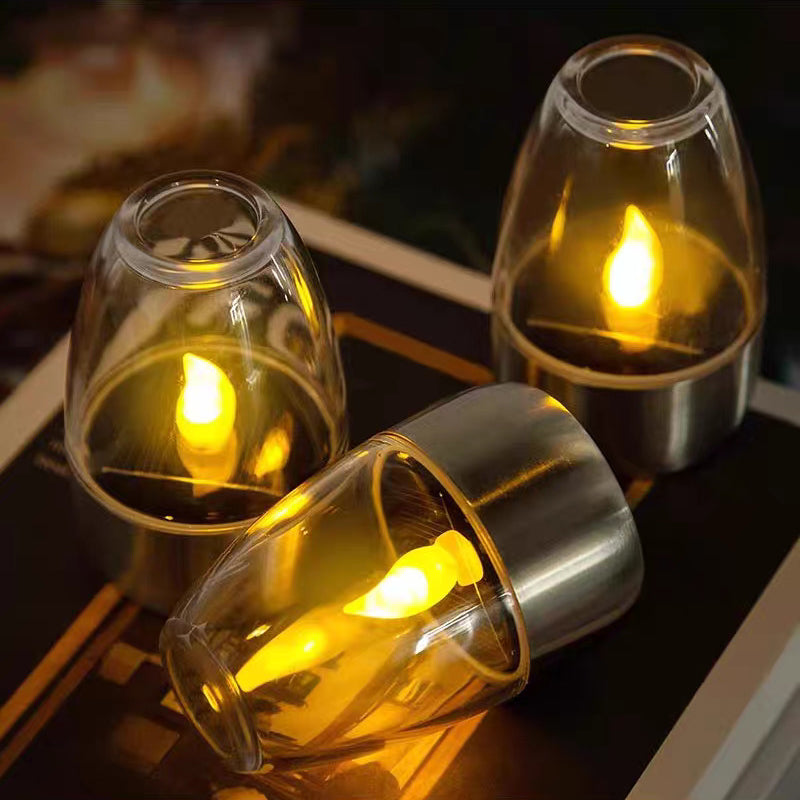 Contemporary Creative Stainless Steel Plastic Candle-Shaped LED Outdoor Light For Patio & Garden