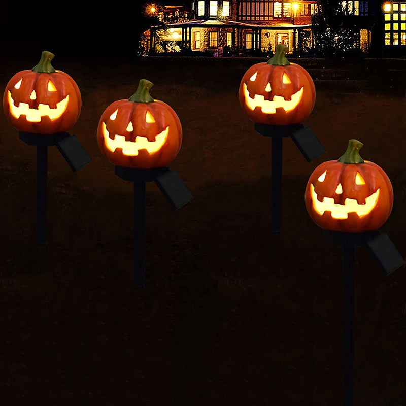 Contemporary Creative ABS Iron Pumpkin Lantern-Shaped Halloween LED Outdoor Ground Plug Light For Garden