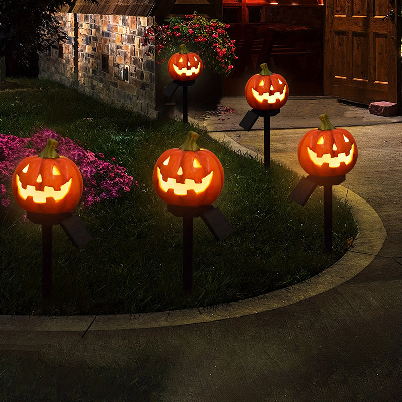 Contemporary Creative ABS Iron Pumpkin Lantern-Shaped Halloween LED Outdoor Ground Plug Light For Garden