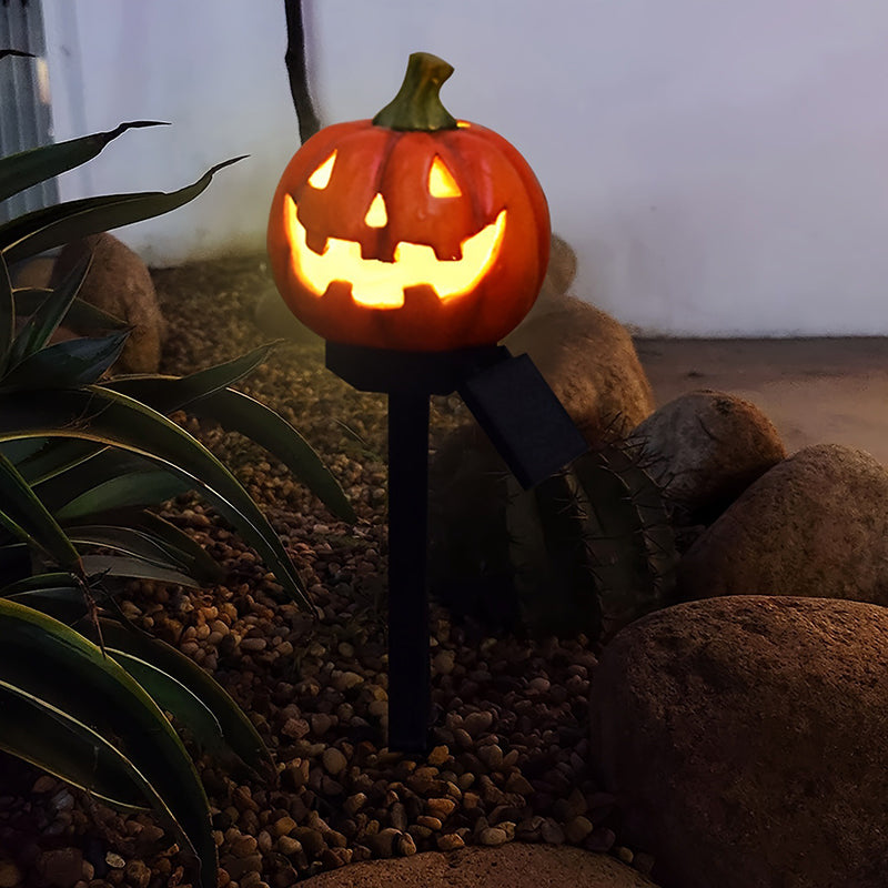 Contemporary Creative ABS Iron Pumpkin Lantern-Shaped Halloween LED Outdoor Ground Plug Light For Garden