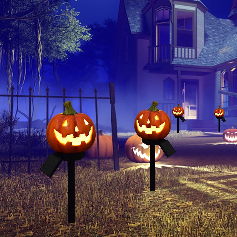 Contemporary Creative ABS Iron Pumpkin Lantern-Shaped Halloween LED Outdoor Ground Plug Light For Garden