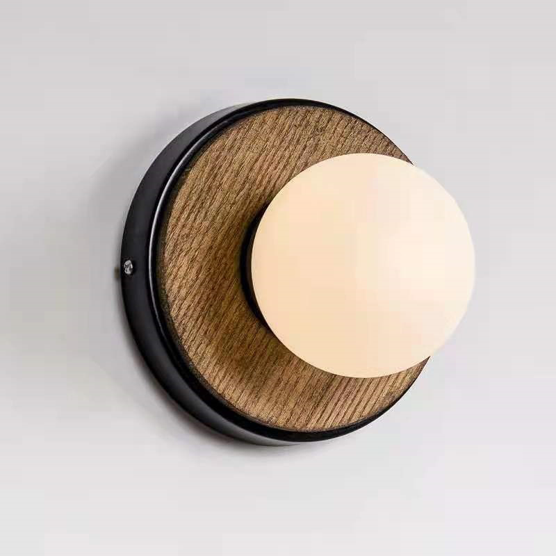 Contemporary Creative Glass Iron Round Globe 1-Light Wall Sconce Lamp For Living Room