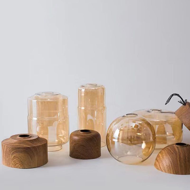 Contemporary Industrial Iron & Glass Barrel Cylinder Globe 1-Light Pendant Light For Dining Room