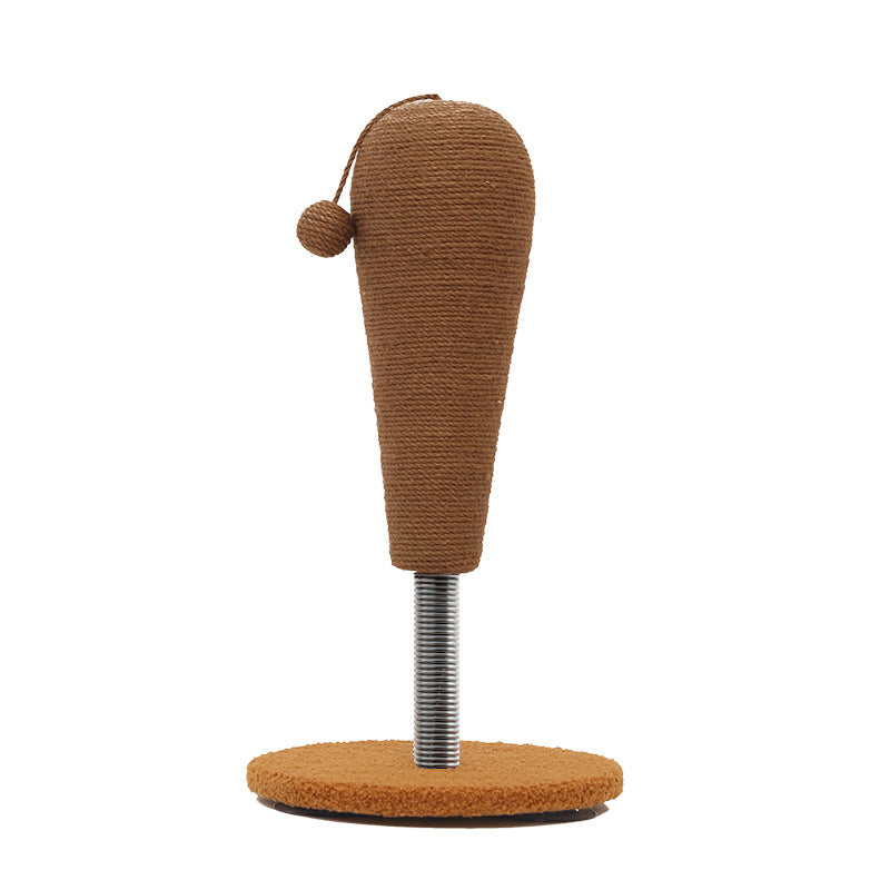 Contemporary Creative Cylindrical Spherical Hemp Rope Velvet Steel Medium Density Fiberboard Cat Scratching Post With Toy Ball For Living Room