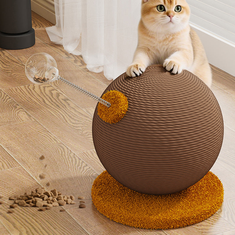 Contemporary Creative Cylindrical Spherical Hemp Rope Velvet Steel Medium Density Fiberboard Cat Scratching Post With Toy Ball For Living Room