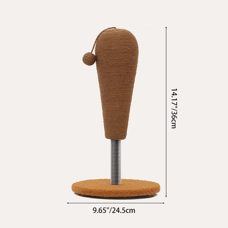 Contemporary Creative Cylindrical Spherical Hemp Rope Velvet Steel Medium Density Fiberboard Cat Scratching Post With Toy Ball For Living Room