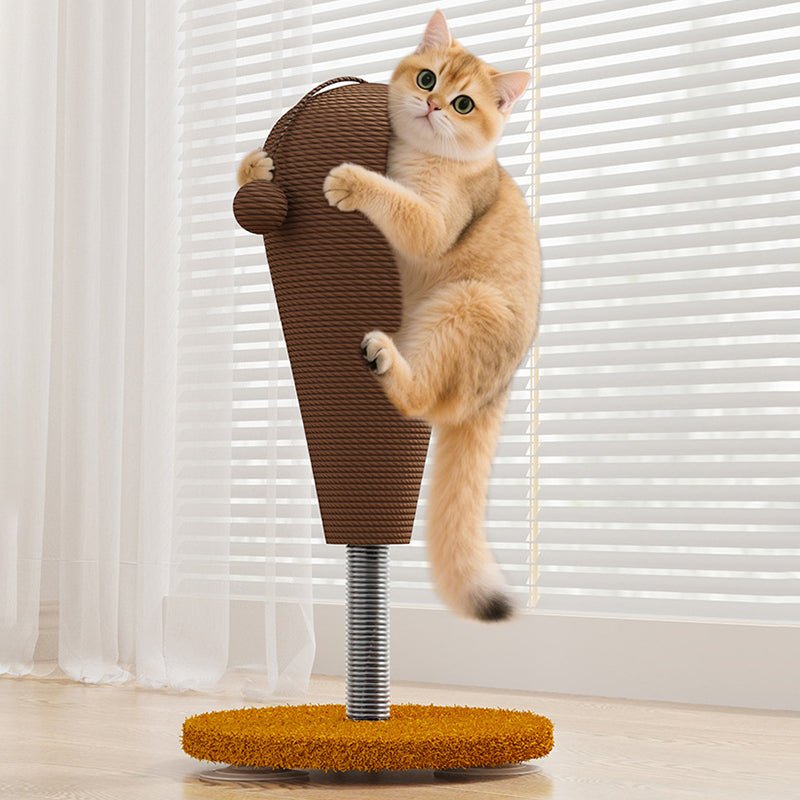 Contemporary Creative Cylindrical Spherical Hemp Rope Velvet Steel Medium Density Fiberboard Cat Scratching Post With Toy Ball For Living Room