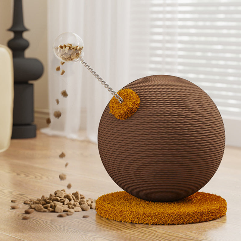 Contemporary Creative Cylindrical Spherical Hemp Rope Velvet Steel Medium Density Fiberboard Cat Scratching Post With Toy Ball For Living Room