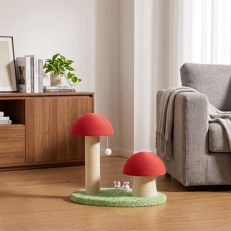 Contemporary Creative Mushroom-Shaped Sisal Medium Density Fiberboard Foam Cat Scratching Post For Living Room