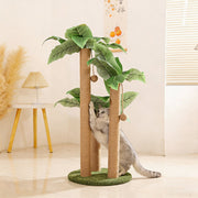 Contemporary Creative Tree-Shaped Jute Rope Plastic Teddy Fleece Medium Density Fiberboard Paper Tube Cat Scratching Post With Toy Ball For Living Room