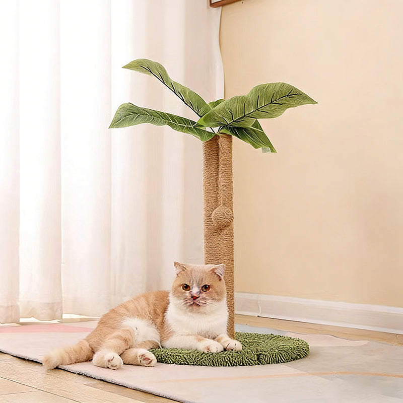 Contemporary Creative Tree-Shaped Jute Rope Plastic Teddy Fleece Medium Density Fiberboard Paper Tube Cat Scratching Post With Toy Ball For Living Room