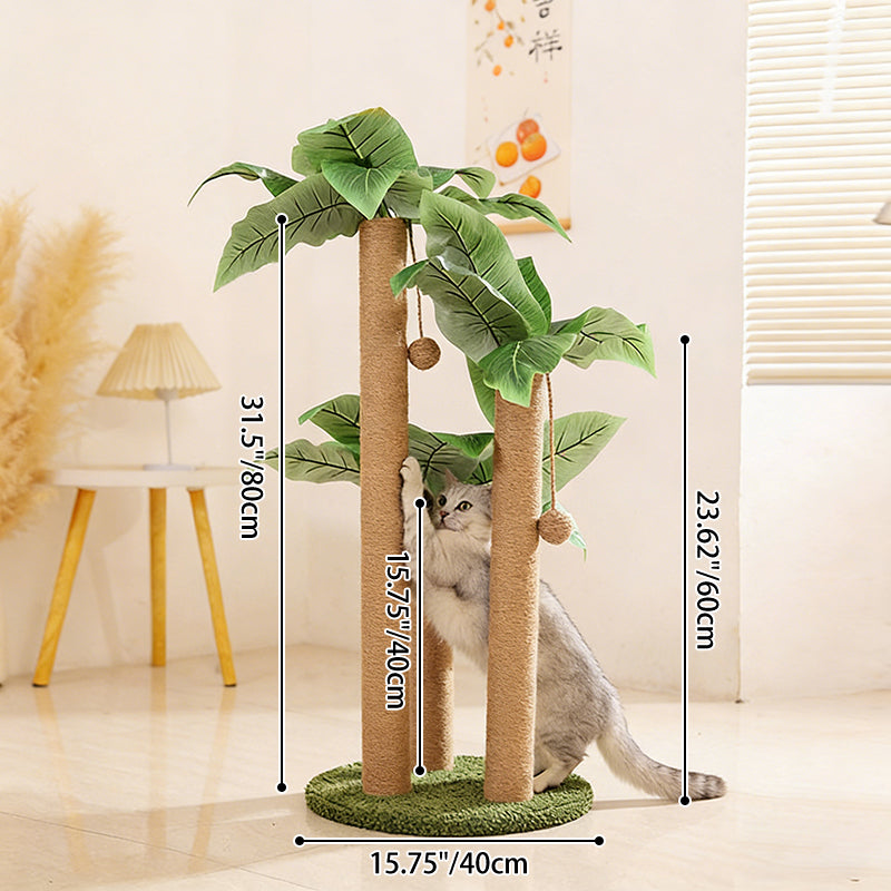 Contemporary Creative Tree-Shaped Jute Rope Plastic Teddy Fleece Medium Density Fiberboard Paper Tube Cat Scratching Post With Toy Ball For Living Room