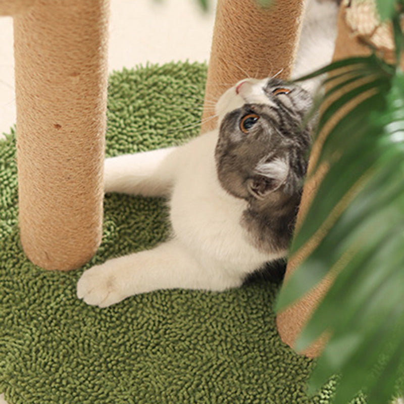 Contemporary Creative Tree-Shaped Jute Rope Plastic Teddy Fleece Medium Density Fiberboard Paper Tube Cat Scratching Post With Toy Ball For Living Room