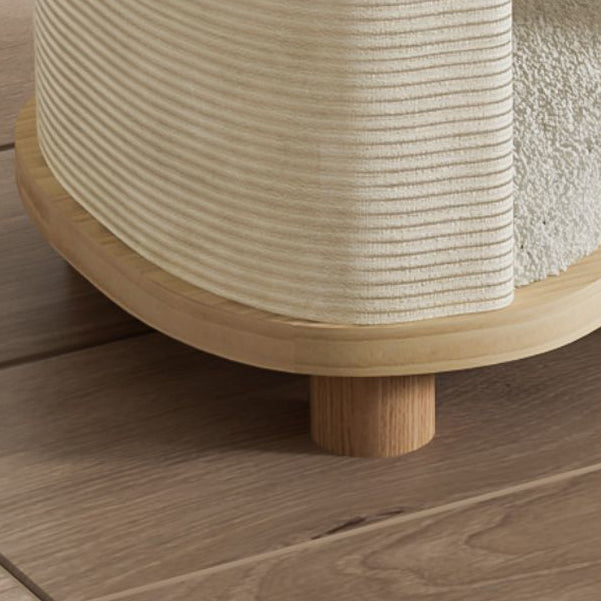 Modern Minimalist Linen Velvet Pine Wood Beech Wood Oval Removable Cat Bed 1-Toy Ball For Living Room & Bedroom