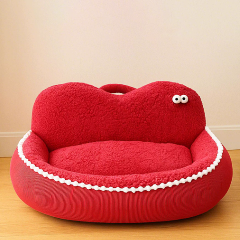 Contemporary Creative Corduroy Polyester PVC Oval Cat Bed For Living Room & Bedroom