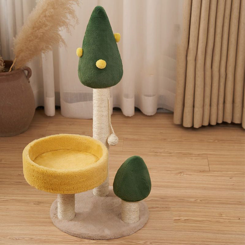 Contemporary Creative MDF Sisal Velvet Tree-shaped Cat Tree & Condo 1-Perch For Living Room
