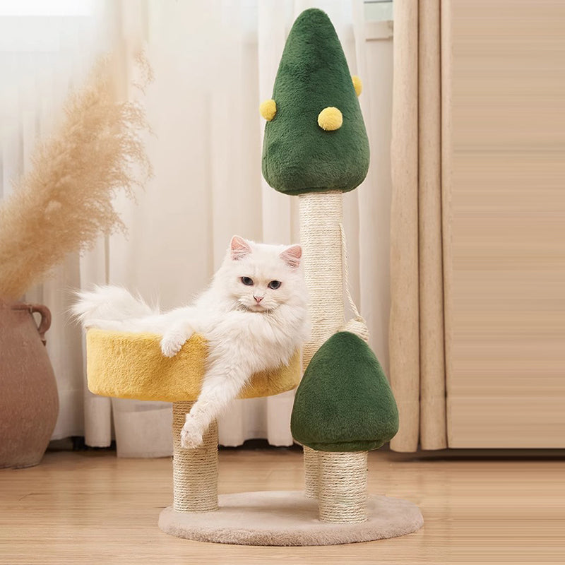 Contemporary Creative MDF Sisal Velvet Tree-shaped Cat Tree & Condo 1-Perch For Living Room