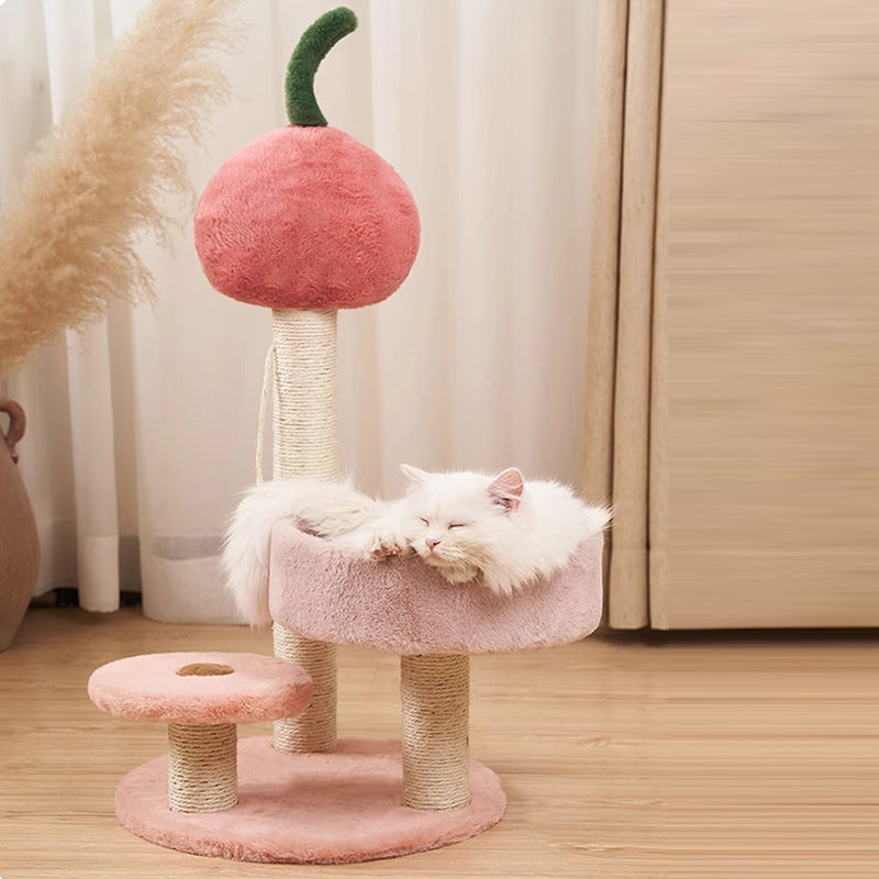 Contemporary Creative MDF Sisal Velvet Tree-shaped Cat Tree & Condo 1-Perch For Living Room