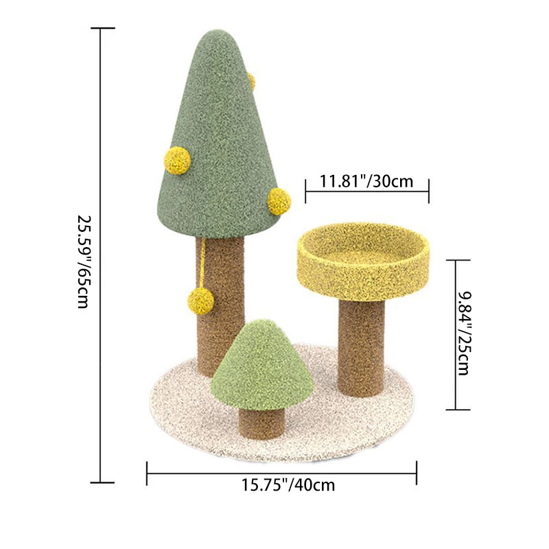 Contemporary Creative MDF Sisal Velvet Tree-shaped Cat Tree & Condo 1-Perch For Living Room
