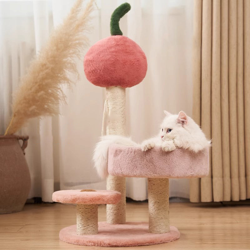 Contemporary Creative MDF Sisal Velvet Tree-shaped Cat Tree & Condo 1-Perch For Living Room